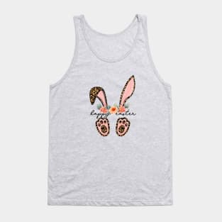 Leopard bunny floral Happy Easter Tank Top